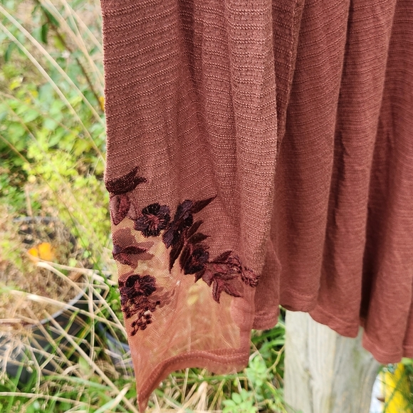 Free People SAHELI TOP Amber Brown Round Hem Tunic, made in India - Picture 8 of 10